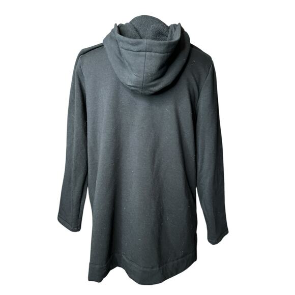 Pure Jill Luxe Tencel Long Hoodie Jacket in Black w/Snap Closure Size Small - Picture 4 of 7